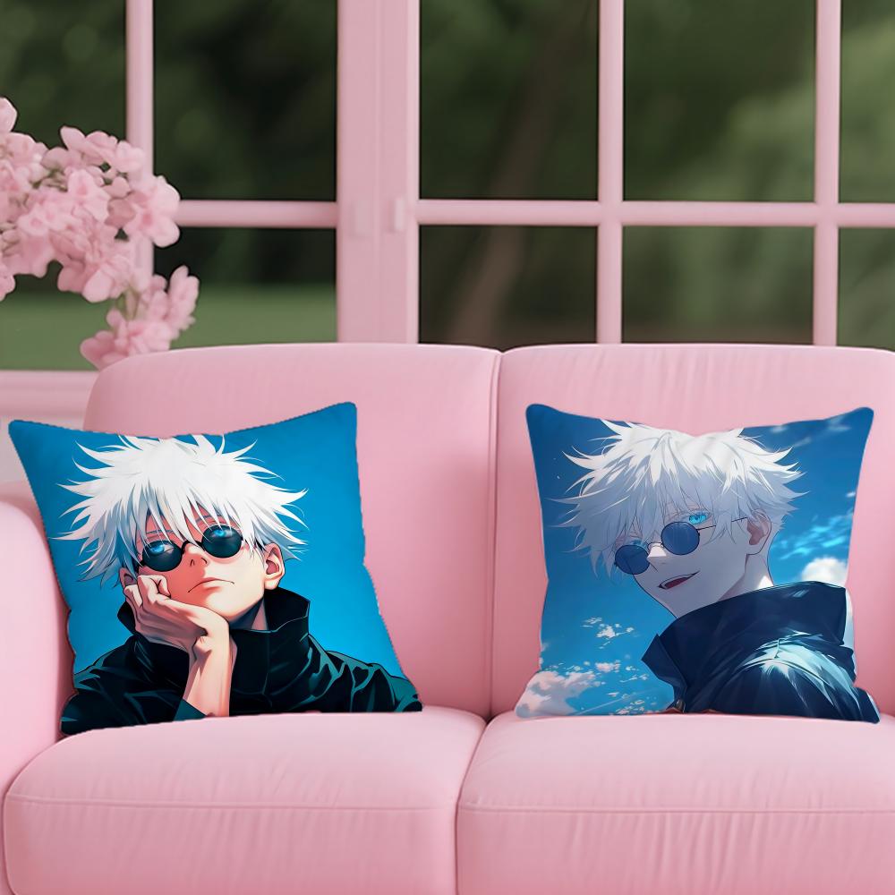Gojo Satoru Cushion Cover Reversible Plush Pillow Cover – For car, sofa, bedroom, perfect as a gift.