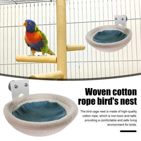 Fågelbo för bur Bomullsrep Häckningsbo Säng Kläckningshus Hängande Fågelsäng med Metallfästen för Nymfkakadua Parakit Conure Undulat Rosenpapegoja