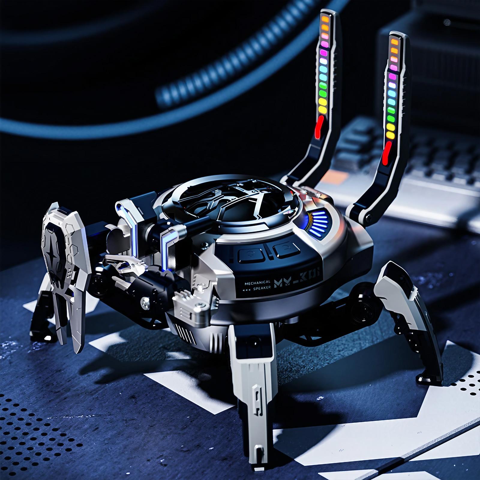 

Portable 10W Stereo Bluetooth 5.0 Mechanical Crab Speaker with Multicolor LED Lights and 8H Playtime for Home Outdoor Parties сірий