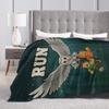 Run 99 Nights Halloween Gamer Owl Flannel Blanket Winter Super Warm Bedding Throws for Living Room Novelty Bedspread Bed Cover