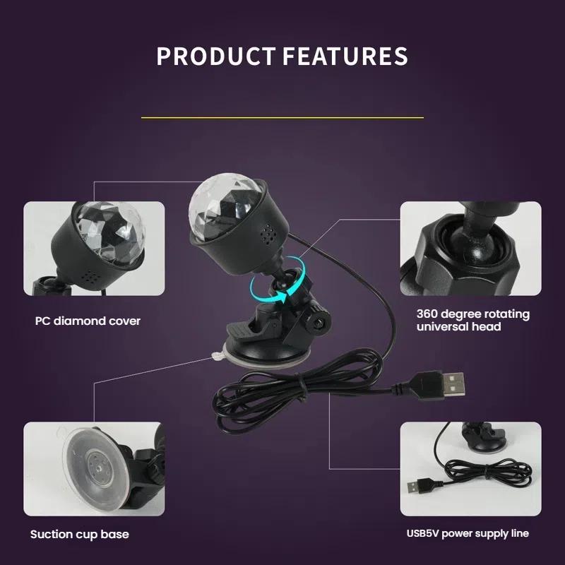 Mini Multicolor USB Projector Light Night Light for Home Bedroom Party Decor Disco Light Kids Room Decoration Christmas Party