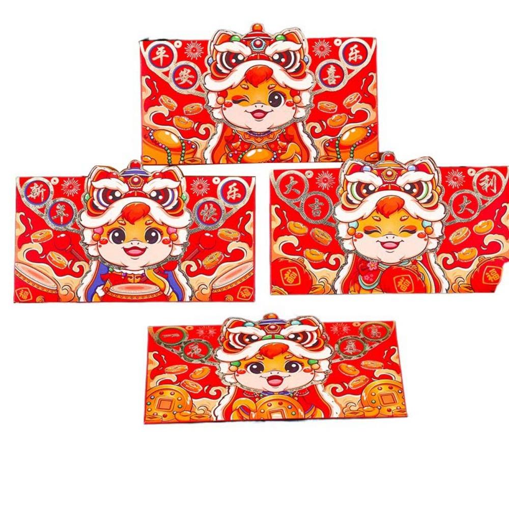 4Pcs Paper New Year Money Pocket Cartoon Lucky Money Bag Cute Hongbao  for Home