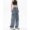 Autumn Vintage Blue High Waist Jeans Women Fashoin Straight Wide Leg Jeans Pants Woman Loose Street Casual Denim Trouser 29651