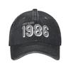 Unisex Women Vintage 1986 Birthday Year 40 Years Old Print Hat Classic Distressed Washed Baseball Cap Adjustable