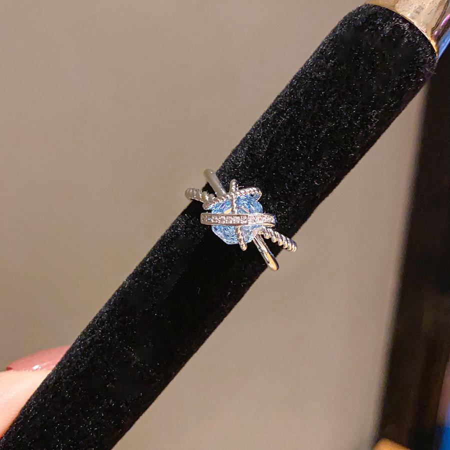 Geometric Zircon Flower Oval Fashion Open Ring For Women