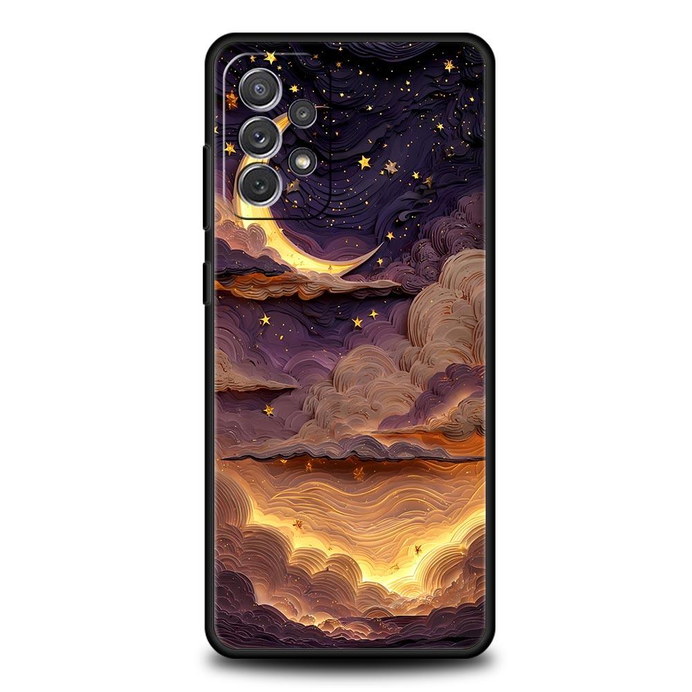 Moon Cloud Comic Style Case for Samsung A57 A37 A51 A71 A21S A17 A11 A15 A25 A41 A23 A33 A53 A73 A07 A05S A13 A35 A55 5G Cover