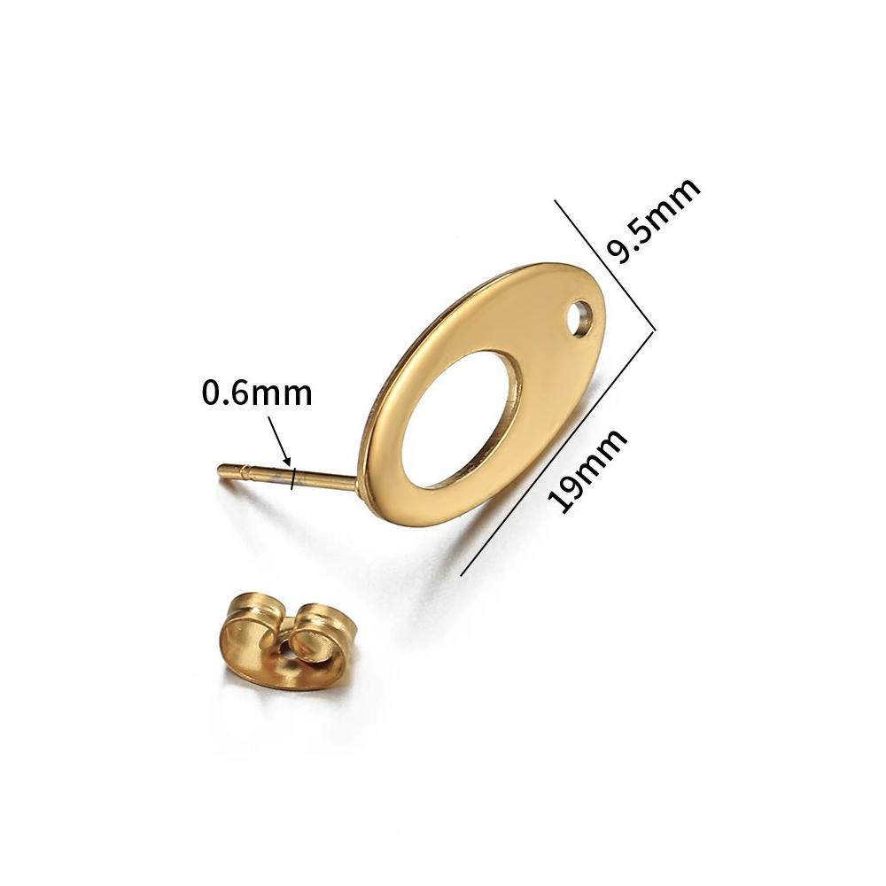 10pcs Stainless Steel Ear Studs Smooth Surface Dangle Earring Base with Hole for Pendant DIY Jewelry Making Accessories Supplies