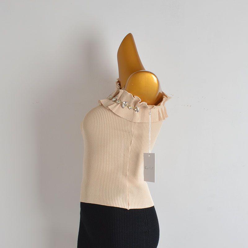 Pure Desire Style Sexy Oblique Shoulder Diamond Knitting Camisole Women's Summer Stylish Western Style Slim Fit Sleeveless Top