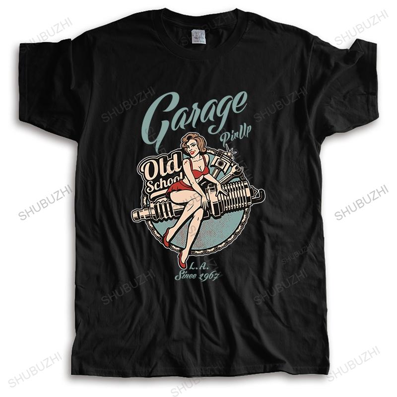Homme Brand Fashion T Shirt Summer Men Casual T-shirt PinUp Girl Army Garage Mechanik Old School Funny Top Tees Mens Tshirt