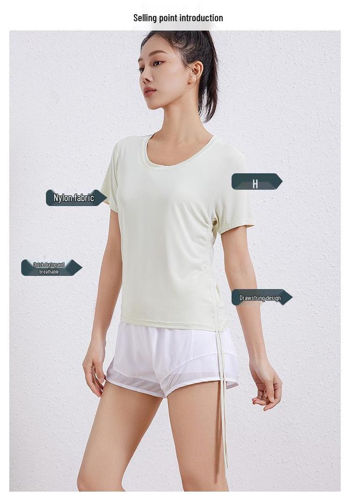 Women's Ice Silk Slim-Fit Quick-Dry Yoga & Running T-Shirt - Short Sleeve, Round Neck, Summer Activewear
