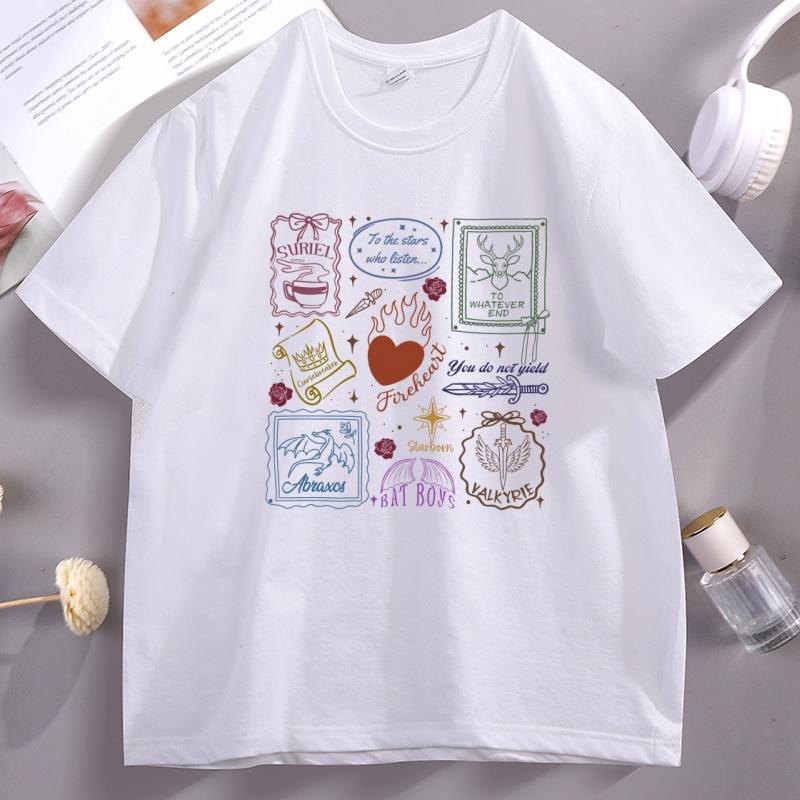 

Vintage Throne of Glass Acotar Tshirt Casual Darkness Graphic Tees Round Neck Comfortable Printed T Shirt Unisex Women Clothes 4XL