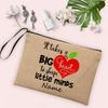Rainbow Teacher Pencil Case Personalized Custom Name Linen Stationery Supplies Storage Bags Travel Neceser Makeup Bag Best Gifts