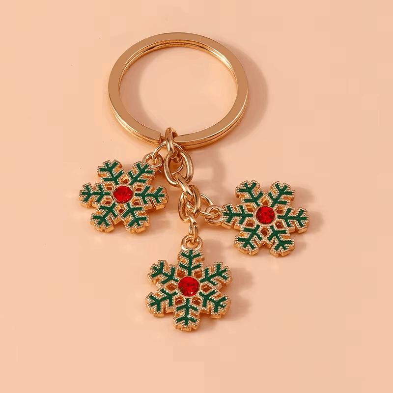 Cute Enamel Christmas Snowman Keychain Candy Cane Bells Keyring Women Girls Handbag Pendants DIY X'mas Jewelry Gifts
