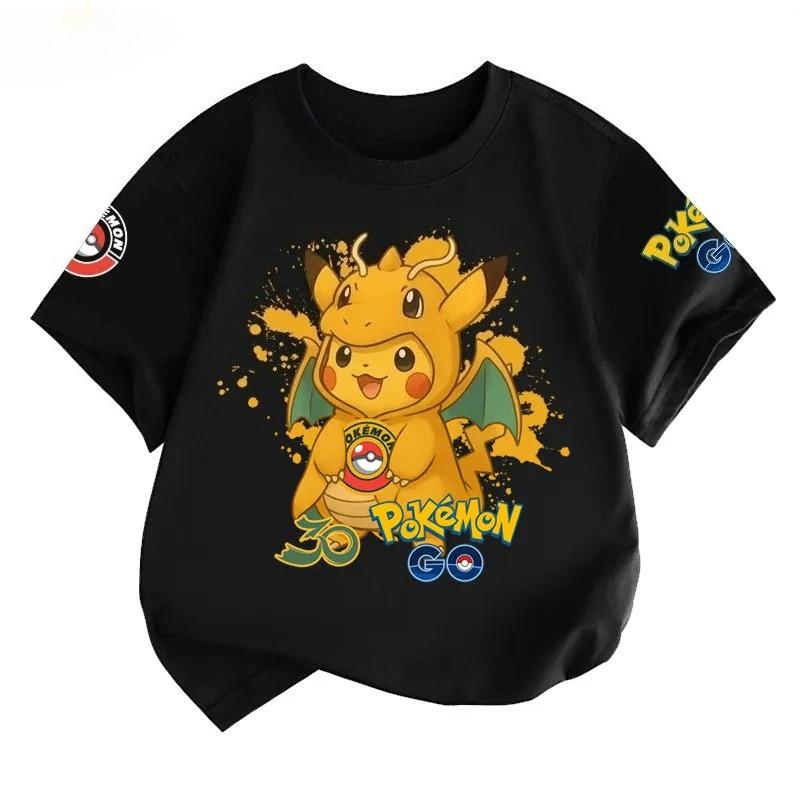 2026 Pok É Mon 30th Anniversary Pikachu Parent Child Short Sleeve Tshirt for Boys and Girls Cotton Y2k Tee Top Summer Retro