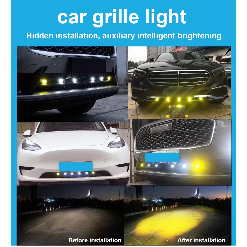 Kit de iluminat pentru grila cu LED-uri 2 buc pentru camion auto SUV Off Road Lumini LED universale de rulare alb chihlimbar Kit de iluminat pentru grila auto externă