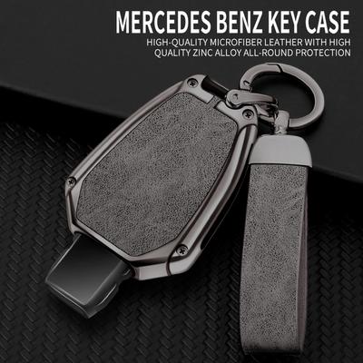 Metalen Lederen Autosleutelhoes Sleutelhanger voor Mercedes-Benz A C E S G-Klasse GLC CLE CLA GLB GLK GLS W177 W205 W212 W213 W222 X167 AMG