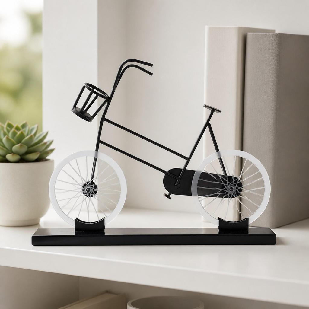 Crystal and Metal Cycle Ornament Elegant Model with Display Base