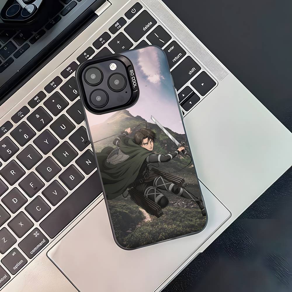 Levi Ackerman Attack On Titan Phone Case For iPhone 17,16,15,14,13,12,11,Pro,XS,Max,Plus,Mini,SE4,E Black Matte Shockproof Cover