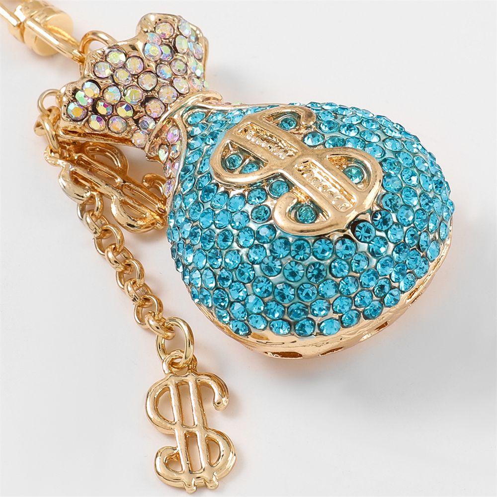 Interior Accessories US Dollar Keychain Blessing Bag Keyrings Crystal Key Pendant Key Ring