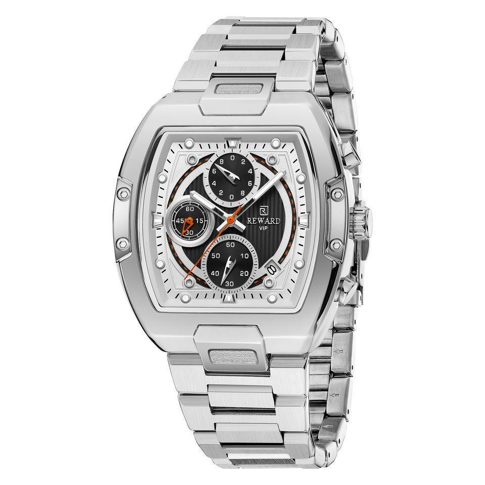 New Design Tonneau Watch Men Luminous Waterproof Date Stainless Steel Chronograph Quartz Watches for Men Relogio Masculino