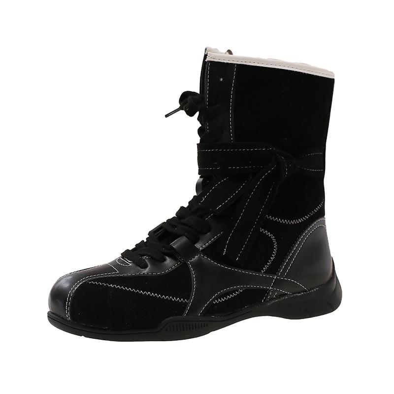 

Popular fashion ins~ Western cowboy boots Maillard style new retro stacking boots thick-soled brown medium boots 40 чорний