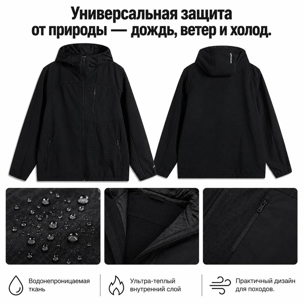 Li Ning CF Pure Color Loose Fleece Soft Shell Waterproof Windproof Warm Jacket Unisex Jacket Black AFDUB55-5