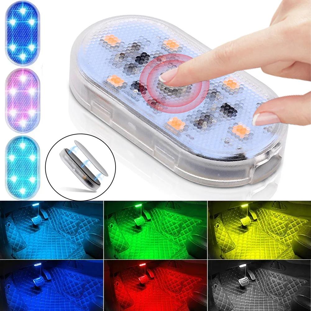Magnetic Mini Touch Light LED Car Touch Night Light Ceiling Lamp Car Roof Interior Lighting Decorations USB Ambinet Light