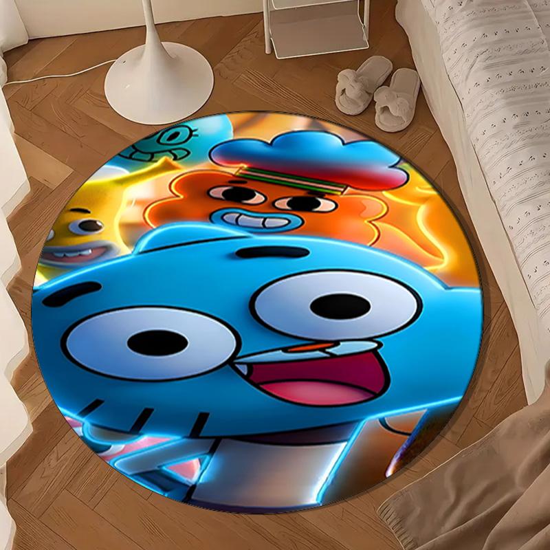 Gum's Colorful Friends Round Rug for Livingroom,Bedroom, Palyroom, Chair Rug, Area Rug, Circle Carpet, Large Size Decor Fan Christmas Gift