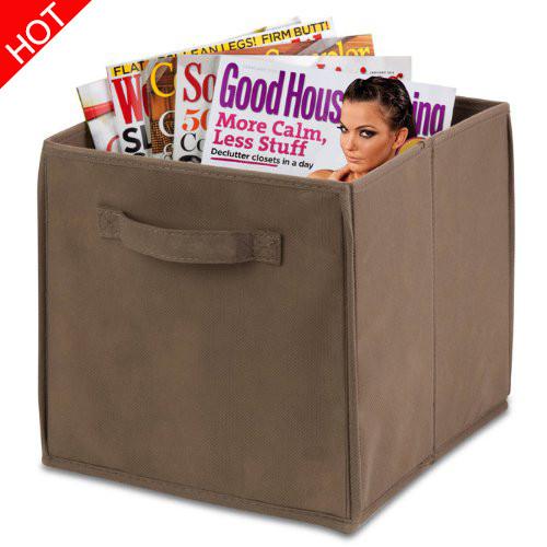 Foldable Solid Color Non Woven Fabric Uncovered Clothing Book Toy Storage Box