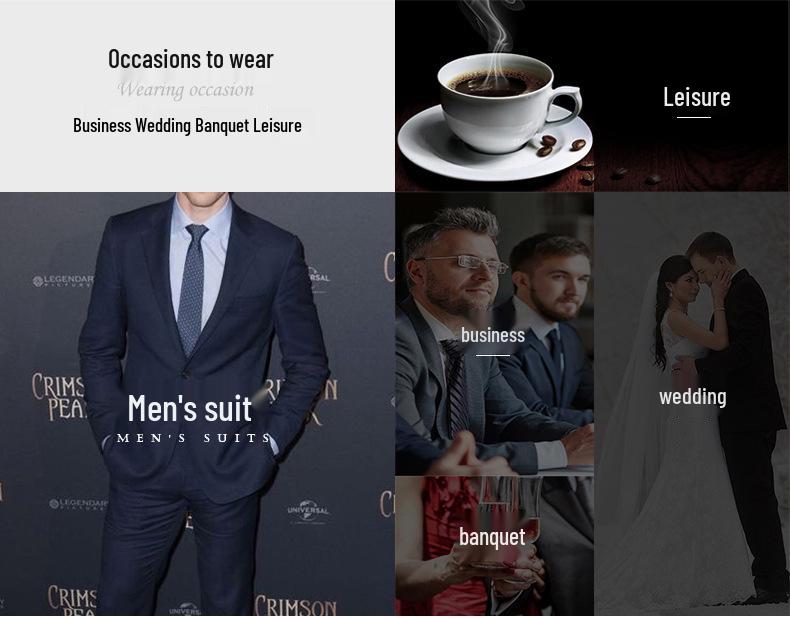 Men's Slim Fit Korean Style Suit - Three-Piece Formal Business Attire for Groom or Groomsman