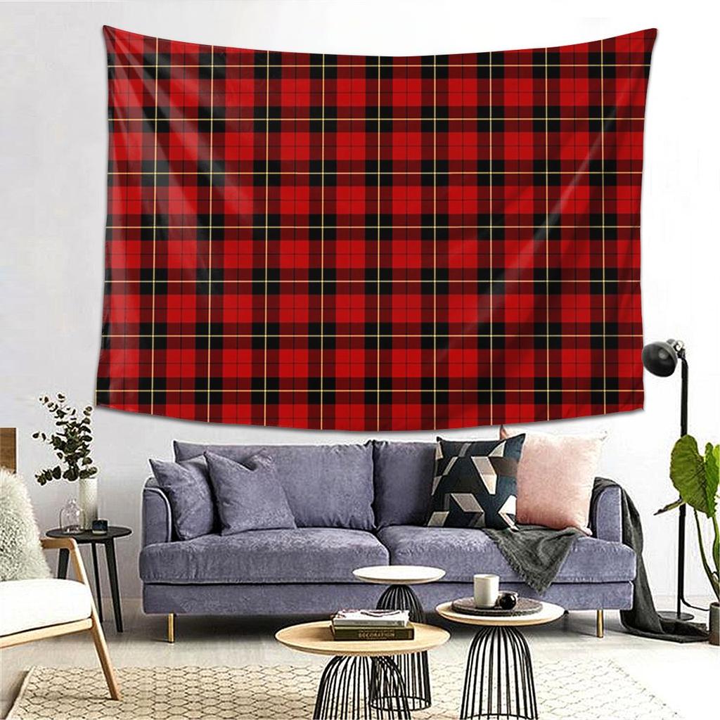 Clan Wallace Tartan Klassisch Rot-Schwarz Kariert Wandteppich Dekor Kunst Ästhetische Wandteppiche für Schlafzimmer Zuhause Wandtuch Wandbehang