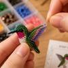 3D Beaded Bird DIY Kit 4-Piece Set Includes Beads Wire Scissors and Step-by-Step Instructions for Crafting Detailed Bird Models