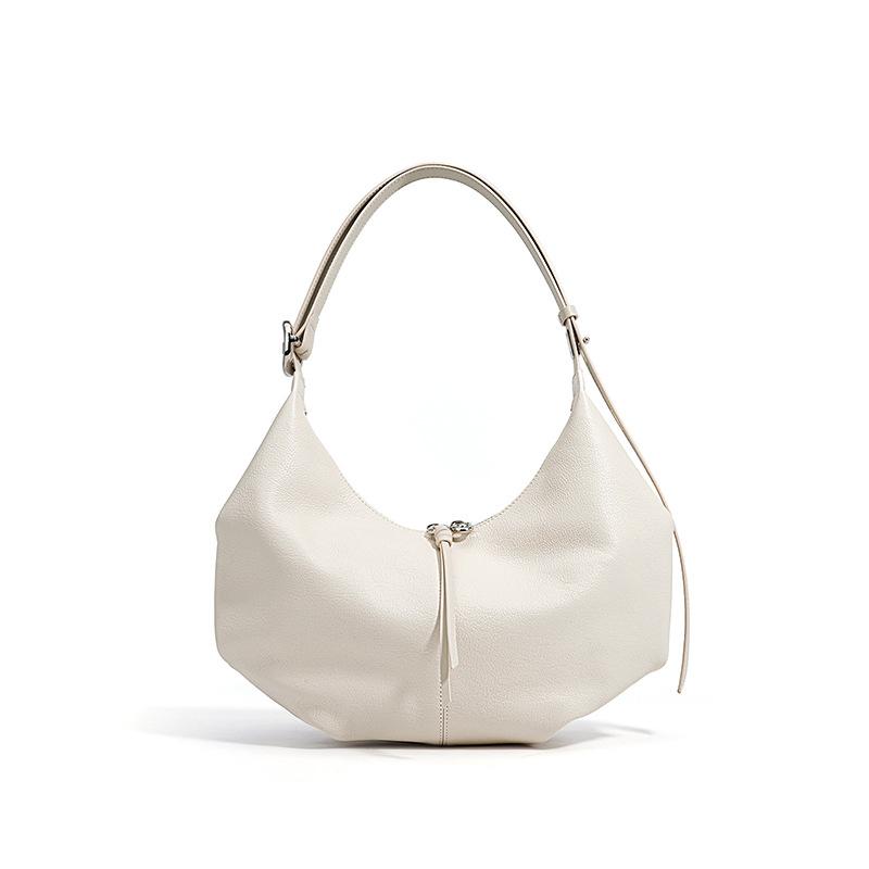 Dumpling bag zipper niche versatile first layer cowhide messenger bag women's large capacity high-end women's leather underarm bag