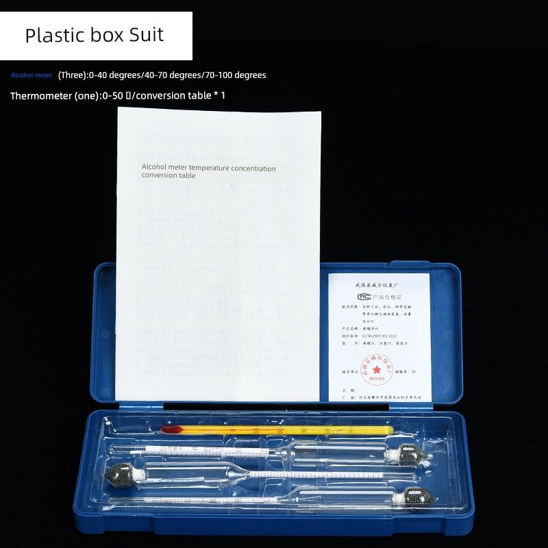 

Alcohol Meter Alcohol by Volume Measuring Meter For Home Alcohol Meter High Precision Brewing Essence Tester Alcohol Meter Thermometer Plastic box Suit [send conversion table]]