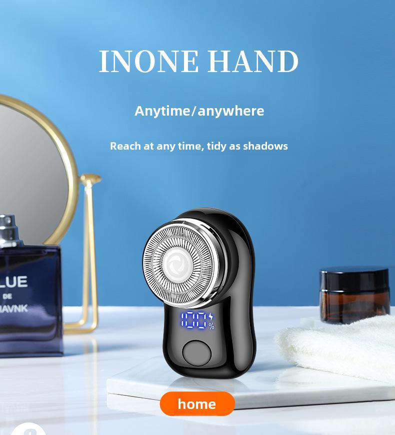 Mini Barbeador Elétrico Portátil Silencioso Atualizado - Lâmina de Anel Duplo para Homens