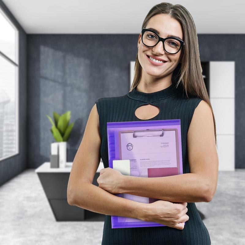 Bunte Ordner für Dateien im A4-Format, Dokumente, Schreibwaren, Werkzeuge, wasserdicht, durchsichtige Aktentaschen, Snap-On-Design für Dokumente, Rechnungen