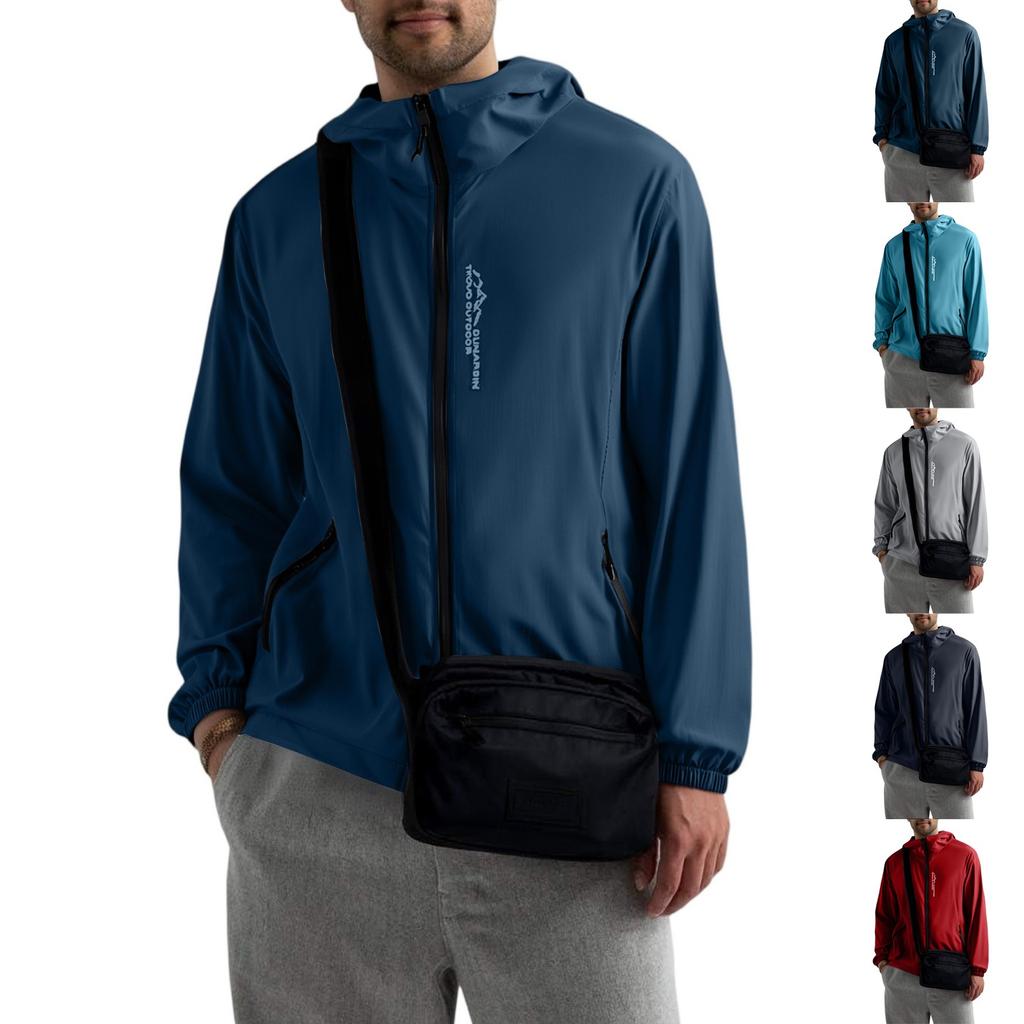 Mens Casual Outdoor Solid Color Fashion Hardshell Winter Waterproof Jacket