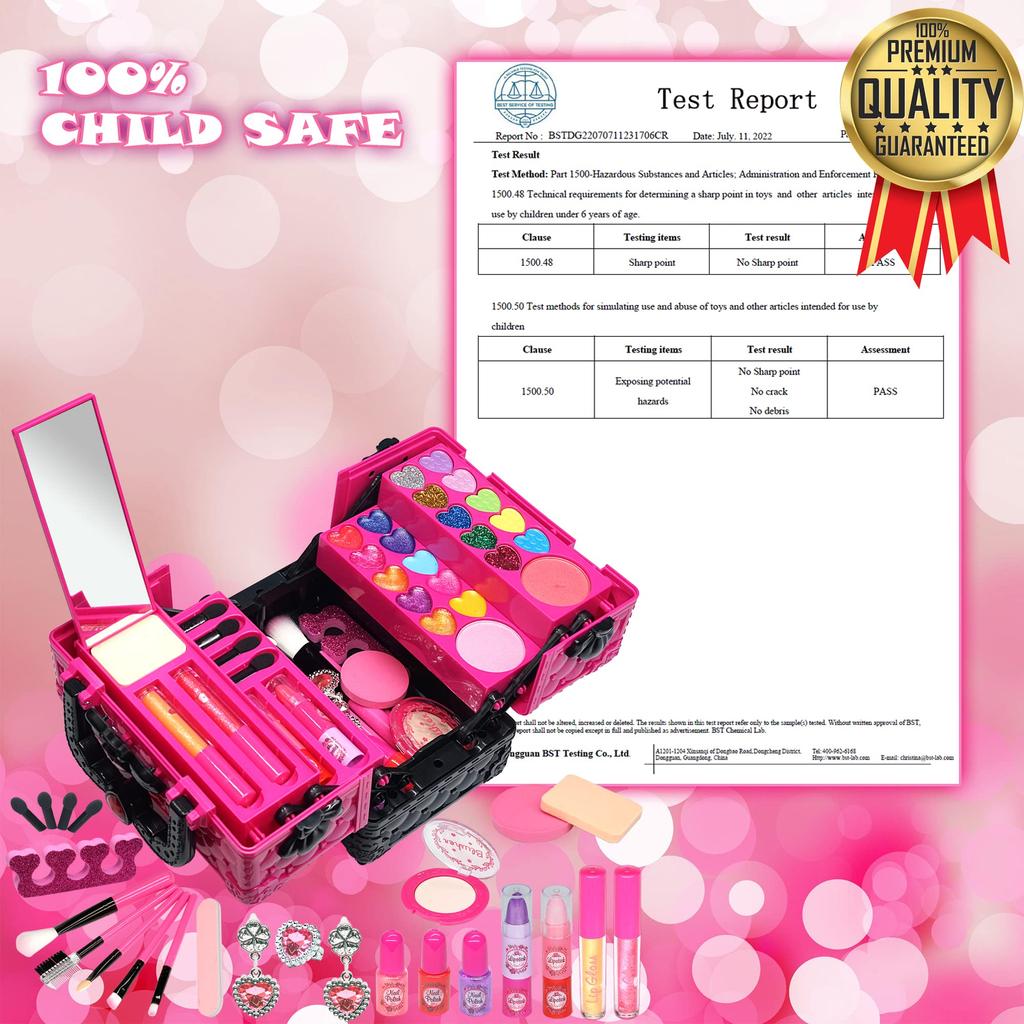 Kids Makeup Kit for Girls Washable Kids Makeup Kit with Realistic Makeup for Little Pretend Play Makeup Perfect for Toddlers Ages Gift Idea - Girls,