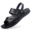 Men Brown Flats Slippers Summer Outdoor Wide Head Hiking Sandals Retro Black Leather Open Toe Beach Shoes Plus Size