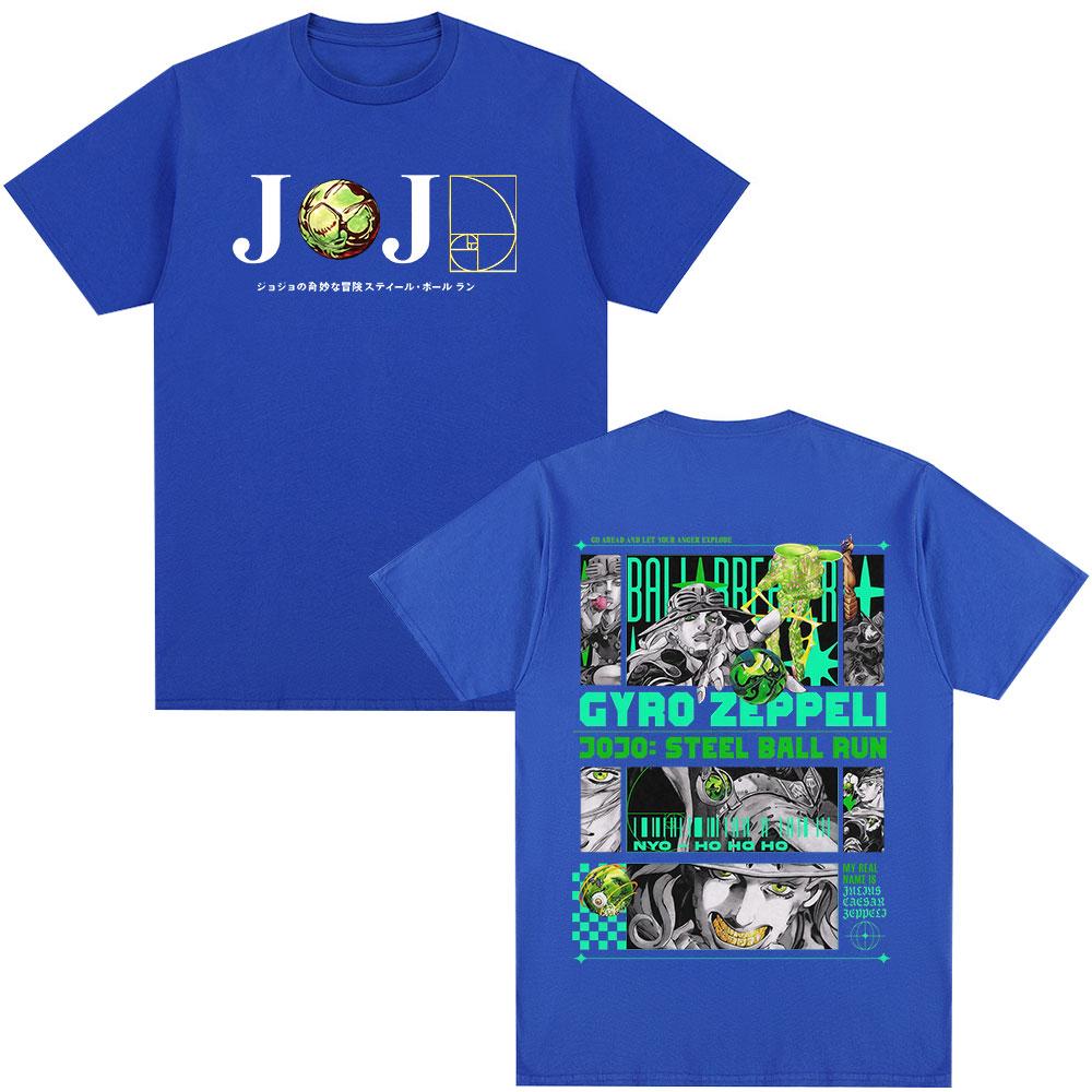 Anime JoJo Bizarre Adventure STEEL BALL RUN Gyro Zeppeli T Shirts Unisex Casual Harajuku Cotton Short Sleeves Tshirt Streetwear