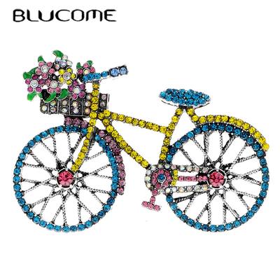 Rhinestone Vintage Bicycle Brooches For Women Creative Fashion Jewelry 2 Colors Available High Quality Good Gift