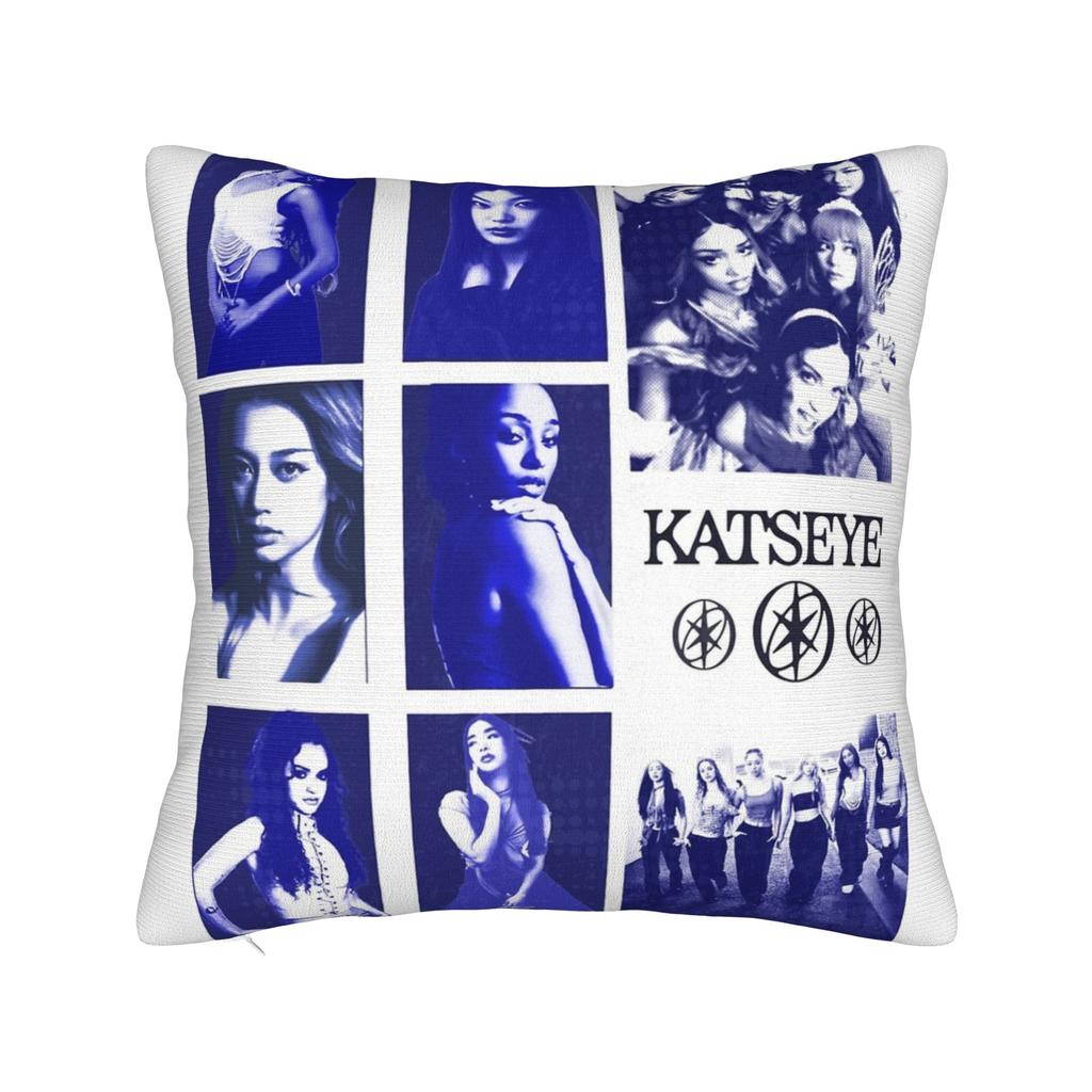 Katseye Merch Sad Square Pillow Case Polyester Cushions For Sofa Pop Music 45*45Cm Cushion Covers