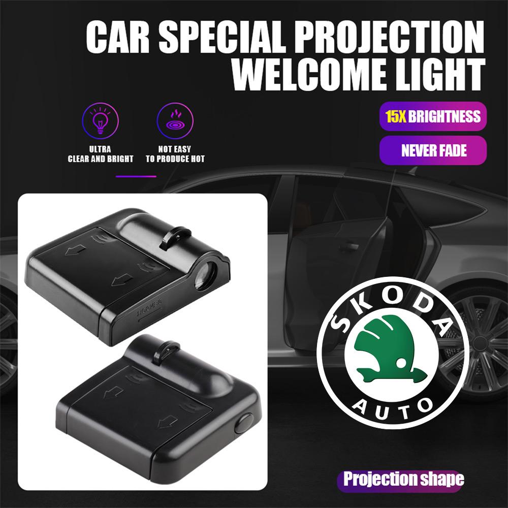 1/2Pcs Car Door Welcome Light Projector Lamp Accessories For Skoda Kodiaq Octavia Fabia Karoq Enyaq Kamiq Superb Scala Rapid RS kyhj94