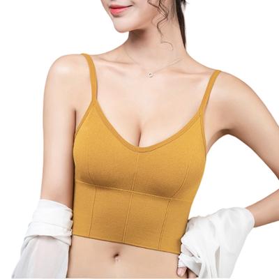 SophroniaTerri Rückenfreies Camisole mit herausnehmbarem geripptem BH und verstellbaren Trägern, perfekt für Damen-Camisole, Träger, kabelloses, stressfreies Design.