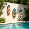 1/3Pcs Surfboard Plaque Decoration, Solid Wood Vintage Coastal Wall Sign, Retro Seaside Style Wall Art Ornament for Indoor Outdoor Use