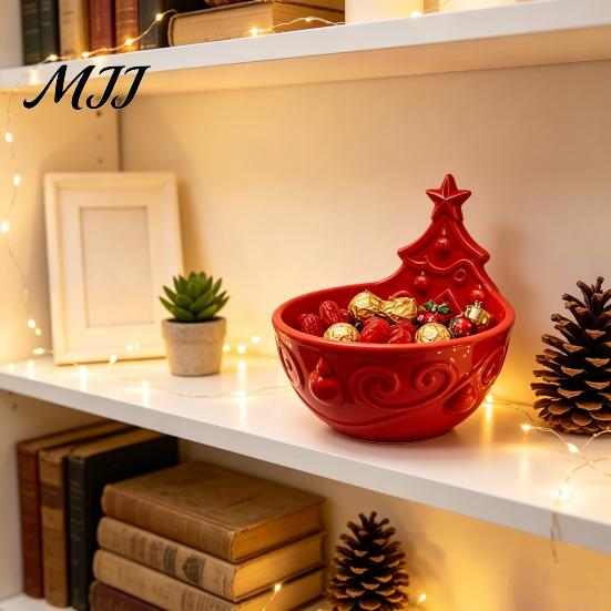 Tabletop Candy Dish Christmas Tree Bowl, 3D Printed Holiday Treat Storage Container, Small Trinket Organizer Decorative Snack Serving Bowl for