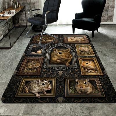 Rodent Collection Pattern Rug Floor Mat for Living Room or Bedroom Soft and Comfortable Carpet a Gift for Birthday and Holiday.