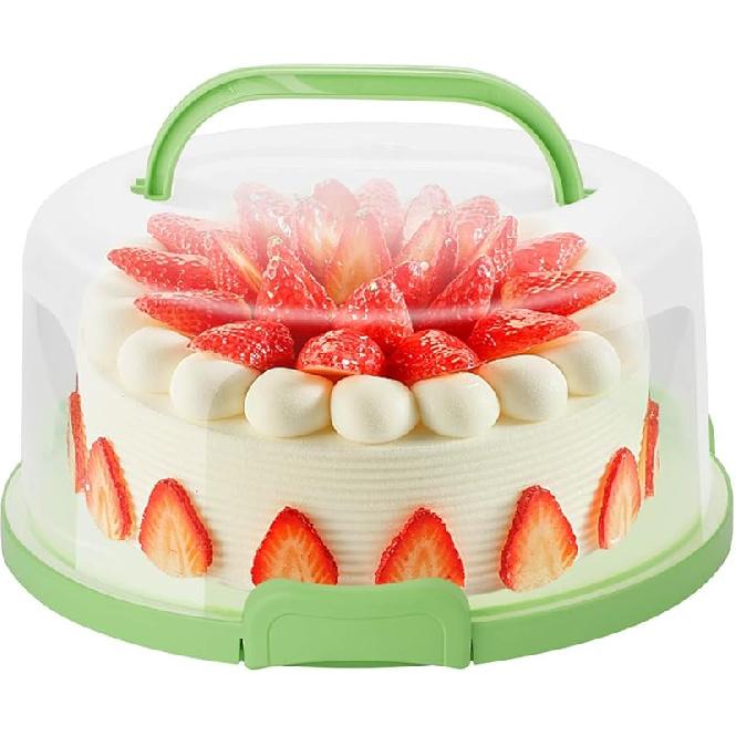 Velký 10palcový stojan na dort s držákem, víky a držadly, nádoba pro přepravu, podnos na dort s poklopem, kulatá kuchyňská nádoba na skladování muffinů