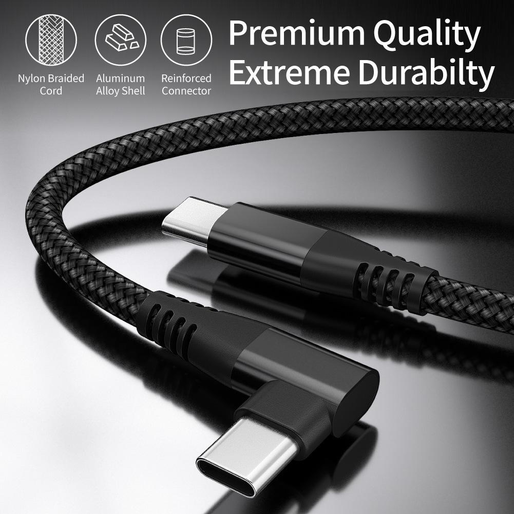 Double-ended Type-c PD Fast Charging Data Cable C to C 90 Degree Elbow 60W Notebook Computer Mobile Phone Charging Cable