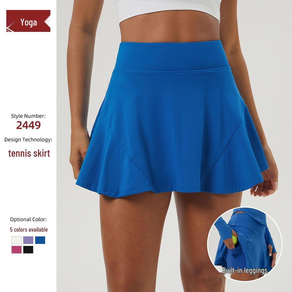 Women's A-Line Yoga Skort with Hip-Lifting and Anti-Exposure Design - Casual Sports and Tennis Skirt with Fitness Pocket